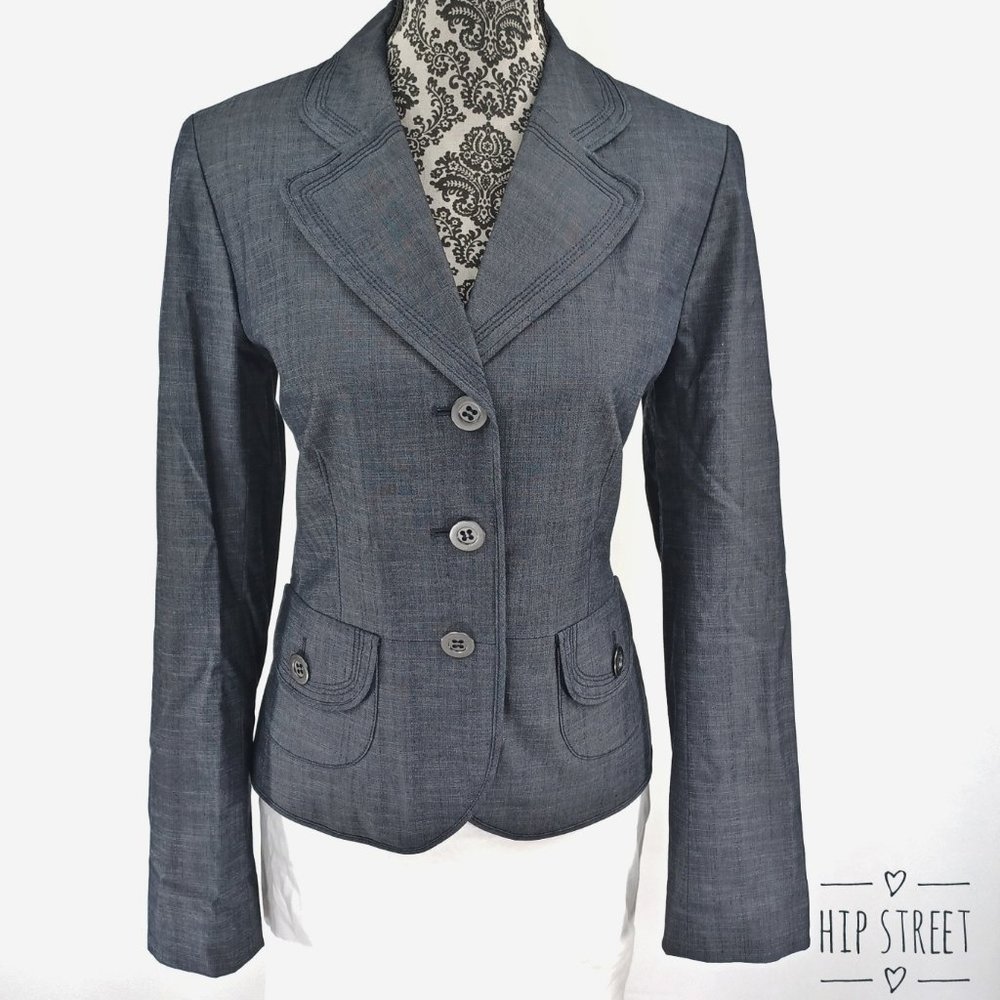 LOFT Blazer Jacket 3 Button Textured Stretch Cotton Blend 8 NWOT